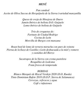 Menú de la Conferencia de Presidentes