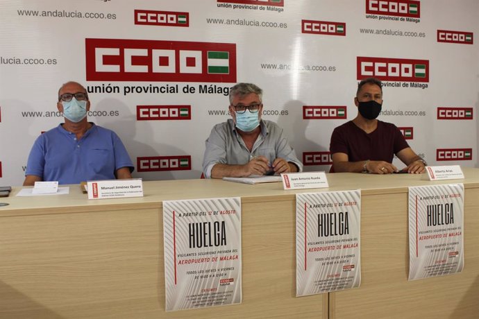 Rueda de prensa de CCOO sobre huelga en el servicio de vigilancia del aeropuerto de Málaga