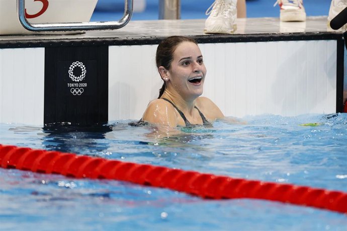  Kaylee McKeown celebra una victoria en los Juegos Olímpicos de Tokio