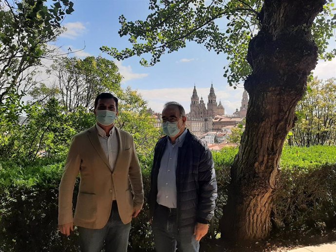 Gonzalo Caballero y Xosé Sánchez Bugallo en una comparecencia conjuta este sábado en Santiago de Compostela