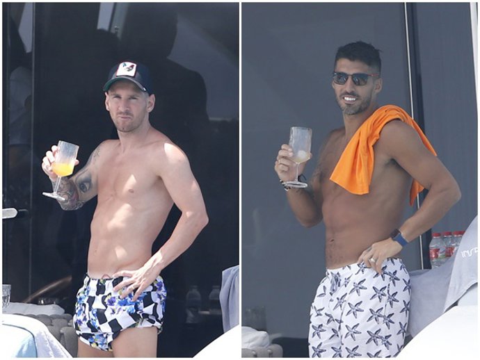 Leo Messi y Luis Suárez a bordo de un Yate en alta mar.