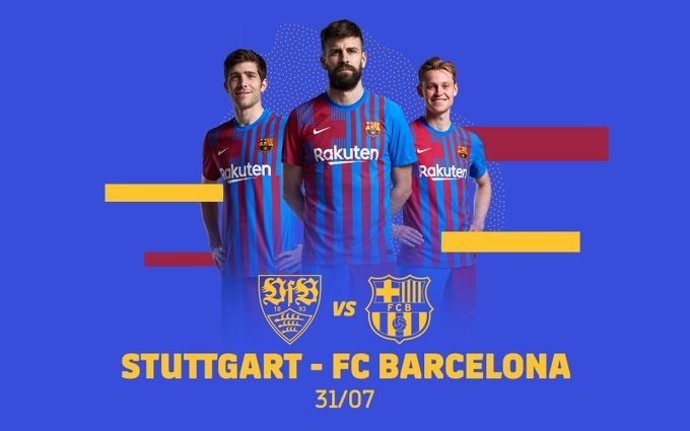 Cartel promocional del partido amistoso de la pretemporada 2021 entre Stuttgart y FC Barcelona