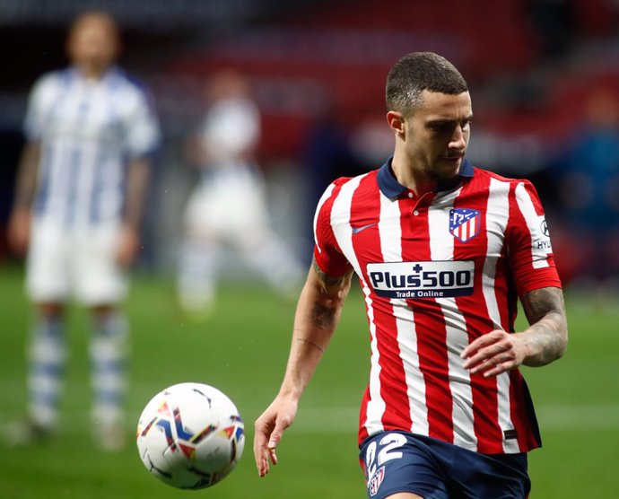 Archivo - Mario Hermoso of Atletico de Madrid in action during the spanish league, La Liga, football match played between Atletico de Madrid and Deportivo Alaves at Wanda Metropolitano stadium on March 21, 2021, in Madrid, Spain.