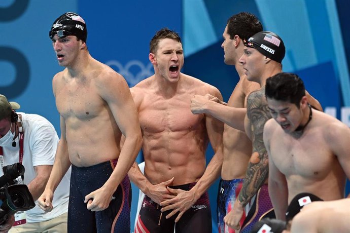 Zach Apple, Ryan Murphy, Michael Andrew y Caeleb Dressel