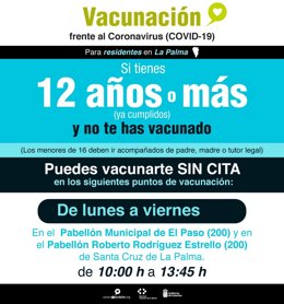 Cartela con información sobre la vacunación en La Palma