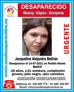 Cartel de búsqueda de una joven desaparecida el 14 de julio