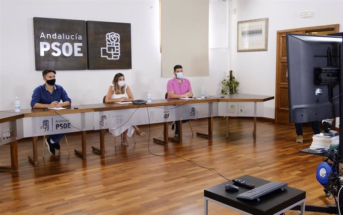Archivo - Imagen de este lunes de la reunión telemática de la portavoz adjunta del PSOE, María Márquez, y del secretario general de JSA, Alejandro Moyano, con asociaciones juveniles.