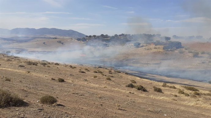Humo del incendio forestal en Belalcázar.