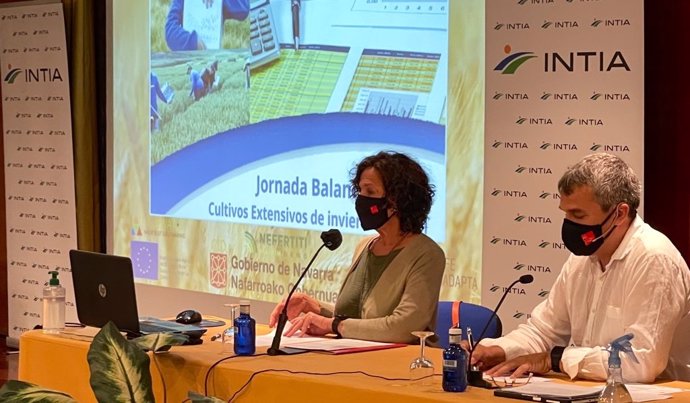 La consejera de Desarrollo Rural, Itziar Gómez, en el acto en que se ha presentado el balance de la campaña cerealista de Navarra