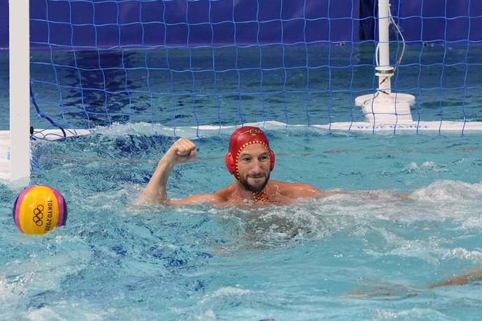 El portero de la selección española de waterpolo Daniel López-Pinedo en los Juegos de Tokyo 2020.