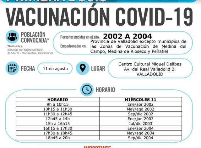 Captura del cartel de vacunación.