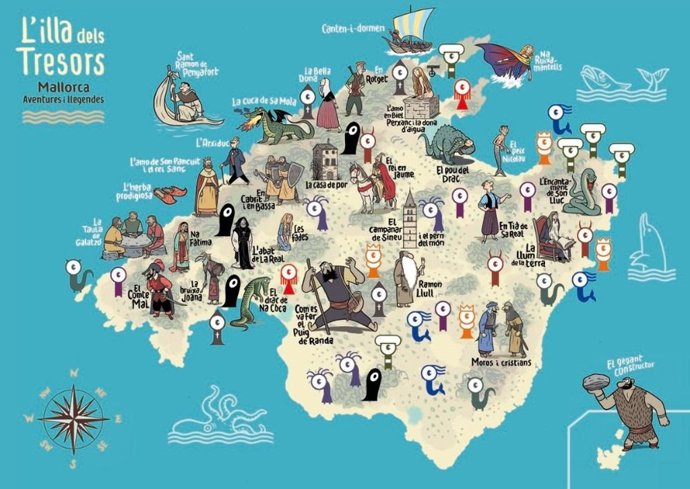 Mapa de las leyendas de Mallorca del juego L'illa dels Tresors