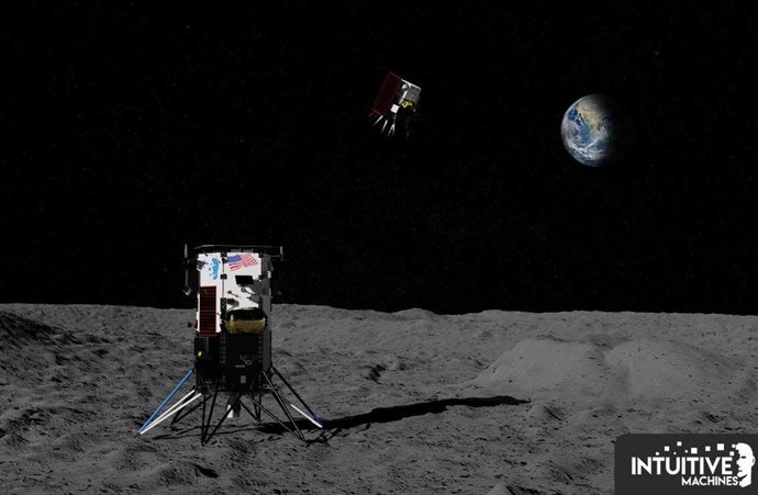 Interpretación de un artista de Micro-Nova desplegado desde Nova-C para explorar regiones de la luna permanentemente sombreadas.