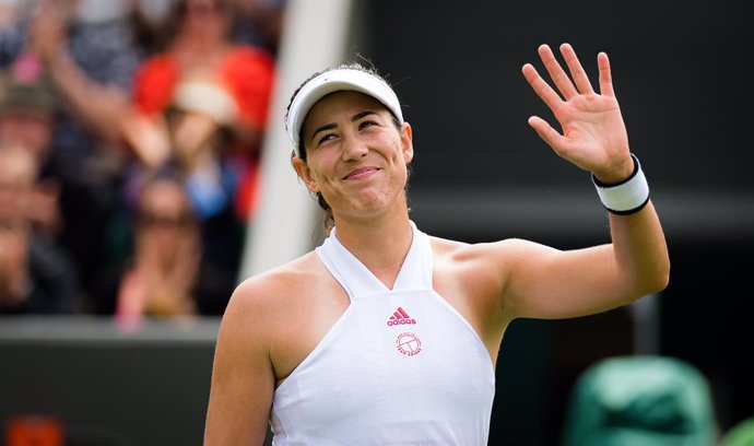 Archivo - Garbine Muguruza of Spain in action during the first round of the 2021 Wimbledon Championships Grand Slam tennis tournament against Fiona Ferro of France
