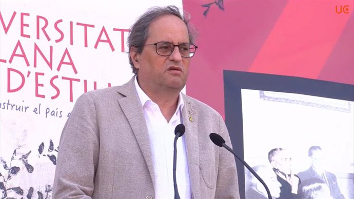 Archivo - El presidente de la Generalitat, Quim Torra, clausura la 52 Universitat Catalana d'Estiu (UCE) en Prada de Conflent (Francia) el 23/8/2020. Foto de archivo