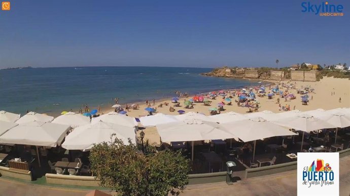Imagen captada de una de las webcams instaladas en las playas de El Puerto de Santa María para promocionarlas a nivel internacional.