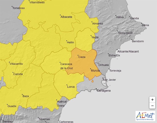 Alertas meteorológicas en la Región de Murcia