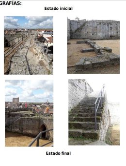 Imágenes de la evolución de la recuperación del castillo de Ledesma.