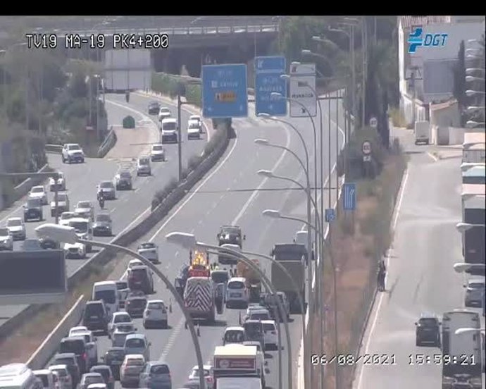 Imagen de una de las cámaras de la DGT sobre el punto del accidente.