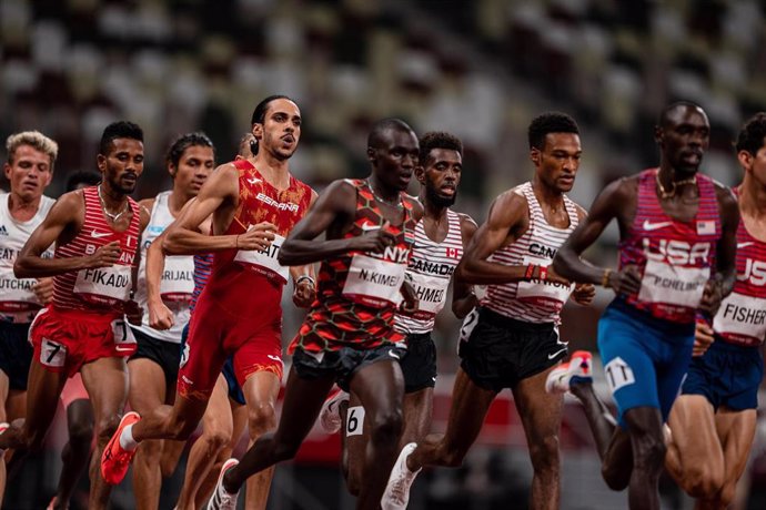 Mohamed Katir durante la final de los 5.000 metros de los Juegos Olímpicos de Tokio