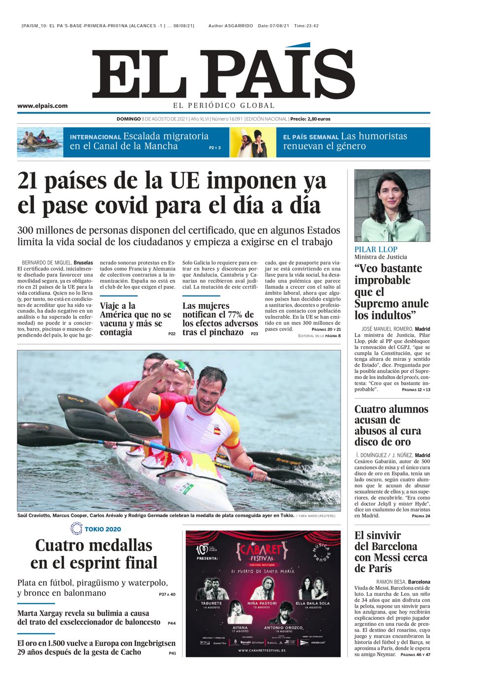 Portada de El País