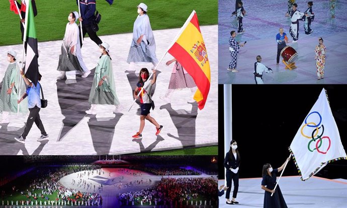 La karateca española Sandra Sánchez como abanderada e imágenes de la Ceremonia de Clausura de los Juegos Olímpicos de Tokio