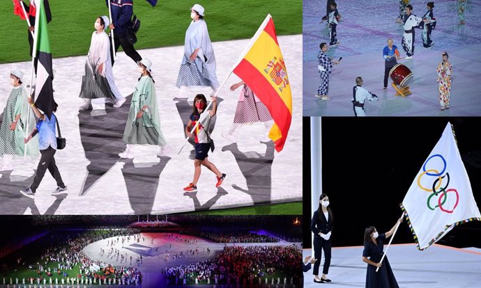 La karateca espanyola Sandra Sánchez com a banderera i imatges de la Cerimnia de Clausura dels Jocs Olímpics de Tquio
