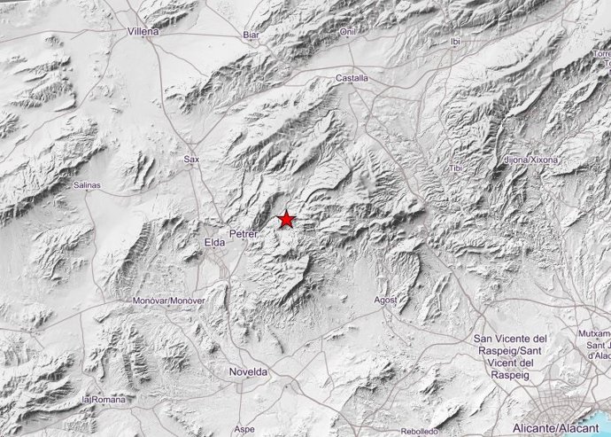 Mapa del seísmo registrado en Petrer