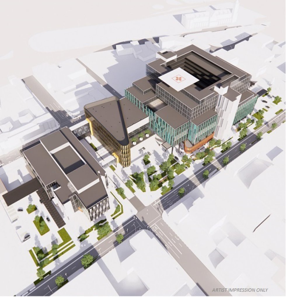 Simulación del nuevo hospital de Dunedin, en el que Cimic participará