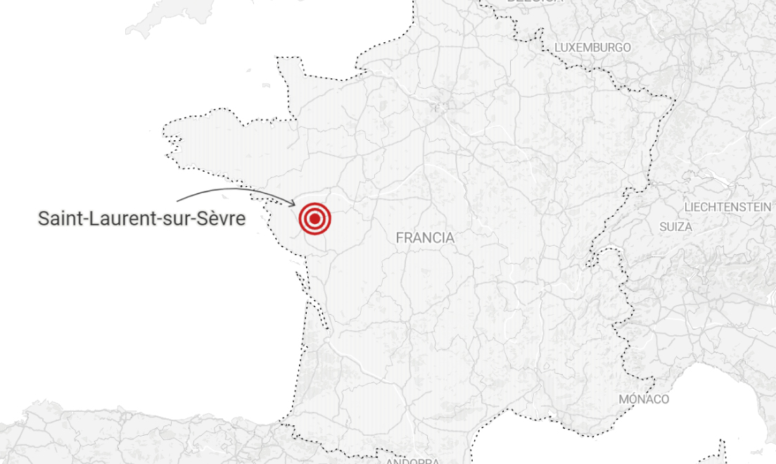 Localización de Saint-Laurent-sur-Sèvre en Francia