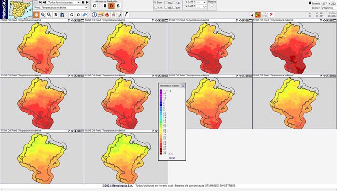 Gráfico de previsión de temperaturas de Navarra
