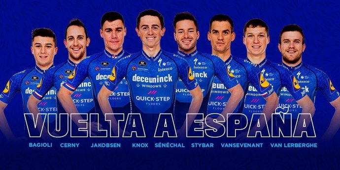Formación del equipo belga Deceuninck-Quick Step para La Vuelta 2021, que empieza el sábado 14 de agosto de 2021 en Burgos