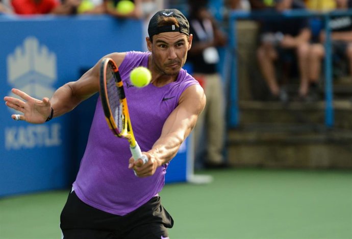 Rafa Nadal entrenando antes del torneo de Washington