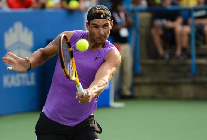 31 July 2021, US, Washington: Spanish tennis player Rafael Nadal in action during a practice session at the Citi Open tennis tournament. Photo: Christopher Levy/ZUMA Press Wire/dpa