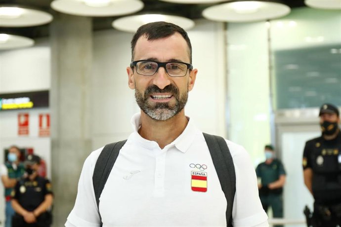 Jesús Ángel García Bragado a su llegada a Madrid tras los Juegos Olímpicos de Tokio