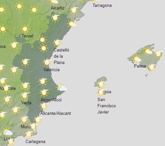 Predicción de Aemet para la Comunitat Valenciana del 11 de agosto de 2021