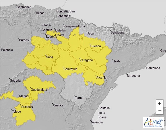 Aviso amarillo por tormentas en varias zonas de la comunidad autónoma para este miércoles.