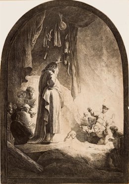 Uno de los grabados de Rembrandt.