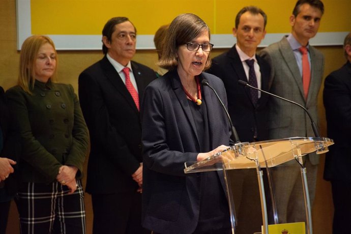 Archivo - La rectora de la Universidad Internacional Menéndez Pelayo (UIMP), María Luz Morán, durante el acto de toma de posesión.- Archivo