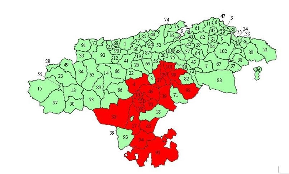 Municipios afectados por el proyecto eólico de Aguayo