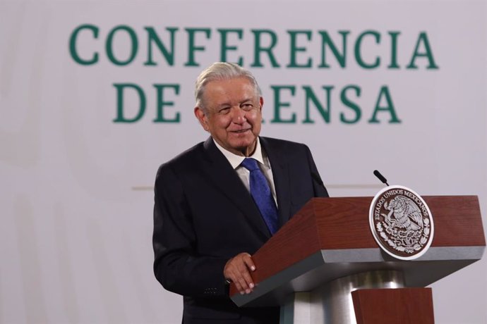 23 July 2021, Mexico, Mexico City: Mexican President Andres Manuel Lopez Obrador speaks during his daily press conference at the National Palace. Photo: -/El Universal via ZUMA Press Wire/dpa