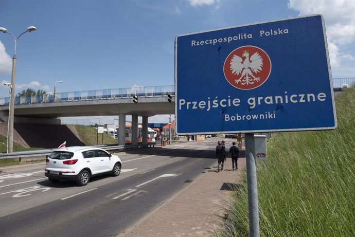Cruce fronterizo entre Polonia y Bielorrusia.