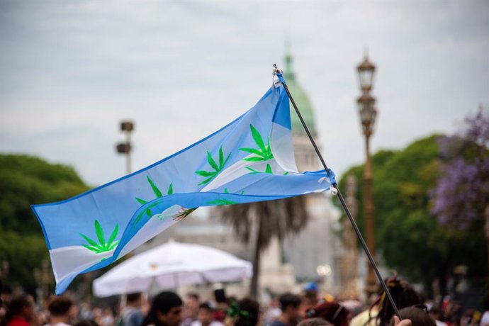 Manifestacion por la legalizacion de la marihuana en Argentina en noviembre de 2019