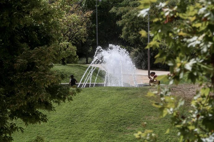 Un fuente en el parque de Madrid Río