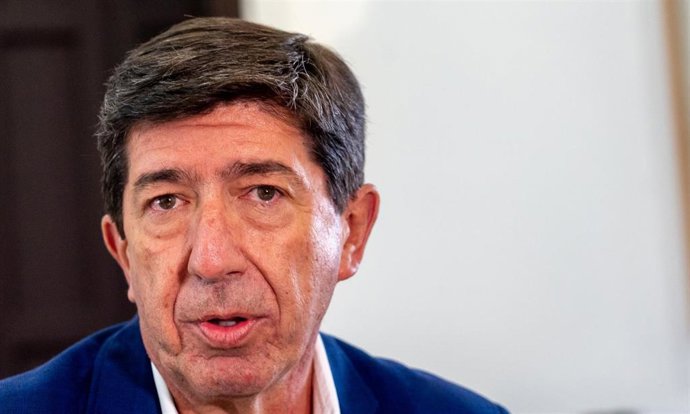 El vicepresidente de la Junta y consejero, Juan Marín, en una imagen durante una entrevista con Europa Press.