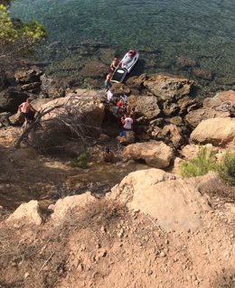 Rescate de un ciclista herido en una zona de rocas de Santa Eulria