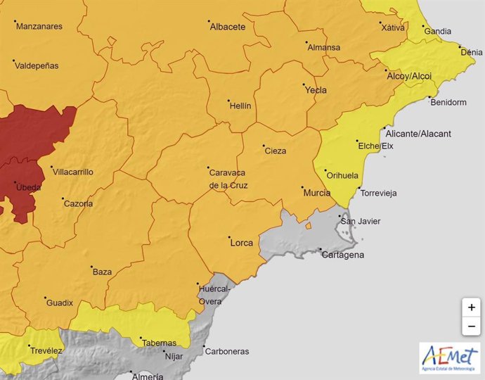Alerta temperaturas sábado 14 de agosto 2021 en la Región d eMurcia