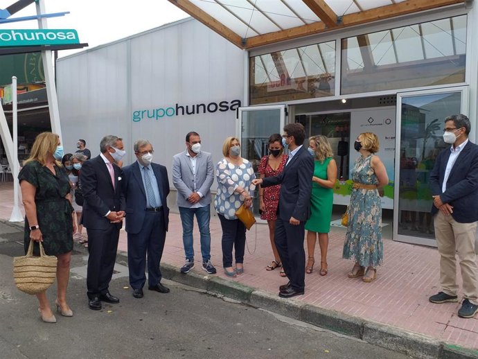 Visita de autoridades al estand de Hunosa,  en la Feria Internacional de Muestras de Asturias, en Gijón