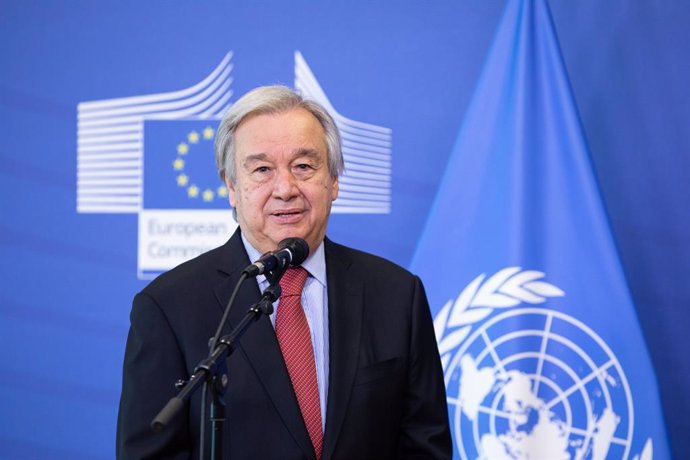 Archivo - FILED - 23 June 2021, Belgium, Brussels: UN Secretary General Antonio Guterres speaks during a press conference at the European Commission. Photo: -/European Commission /dpa - ATTENTION: editorial use only and only if the credit mentioned abov