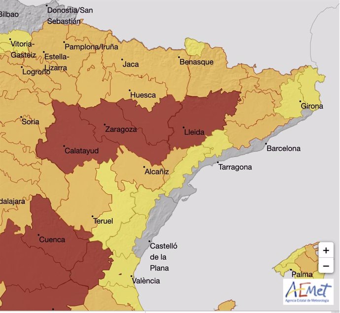 Alerta roja por altas temperaturas en varias zonas de Aragón.